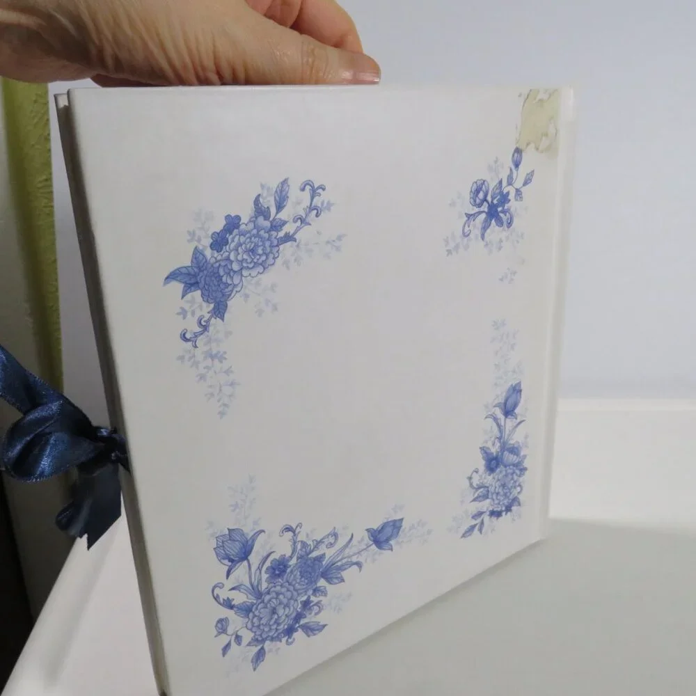 Vintage Style Photo Album: frame style, French Blue and White Floral Toile Twall